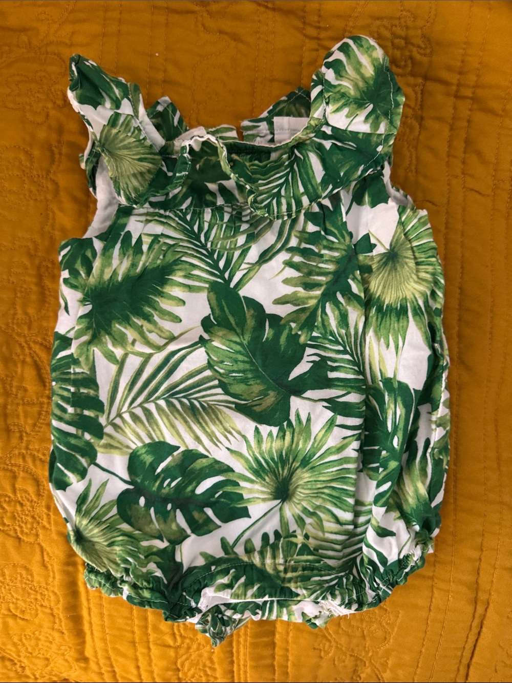 Janie & Jack Green Tropical Leaf Baby Romper